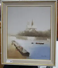 Notre Dame and The Seine, Paris by Anthony Robert Klitz, oil on canvas, sold Jun 2020