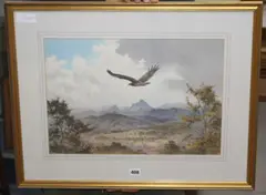 Martial Eagle - Zimbabwe dry season by John Cyril Harrison, watercolour, sold Jun 2020