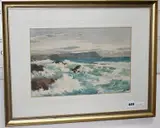 Coastal landscape by Maurice Canning Wilks, watercolour, sold Jun 2020