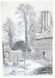Crossways Farm, Abinger (Surrey) by William Biscombe Gardner, ink and watercolour, sold Jun 2020