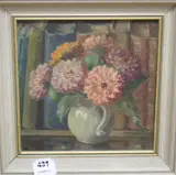 Still life of flowers in a white jug by Aileen Engleton, oil on canvas, sold May 2020