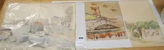 Shipyard & Park scene, 29 x 39cm, and a watercolour of Collyer Quay, Singapore by David Benson by Sydney Maiden, watercolour, sold Apr 2020