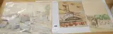 Shipyard & Park scene, 29 x 39cm, and a watercolour of Collyer Quay, Singapore by David Benson by Sydney Maiden, watercolour, sold Apr 2020