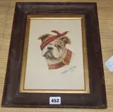 Bulldog with an eye patch by Arthur Cooke, 1917, watercolour, sold Apr 2020