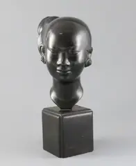 On lacquered wood base by Nguyen Thanh Le, bronze, sold Apr 2020