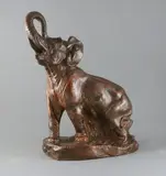 A bronzed terracotta model of an elephant standing with raised trunk by Thomas François Cartier, sculpture, sold Apr 2020