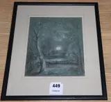 Moon through trees, monogrammed, 22 x 18cm by George Rowe, charcoal and chalk, sold Mar 2020