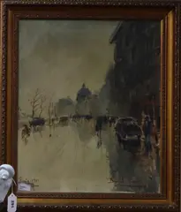 Paris 1950 by Bernard Lignon, oil on canvas, sold Mar 2020