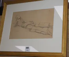 Holiday by Randolphe Schwabe, 1936, pencil, sold Mar 2020