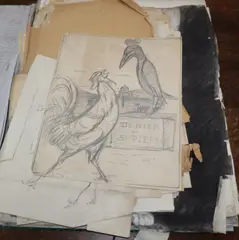 A folio of by Marius Savignol, pencil and charcoal, sold Mar 2020