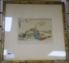 Coloured etching by Elyse Ashe Lord, etching, sold Mar 2020