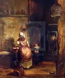 Untitled by William Collins, oil on wood, sold Mar 2020