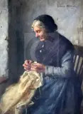 Nearly Done' signed 12 x 9in by Edwin Harris, oil on canvas, sold Mar 2020