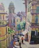 Rue Bastin' signed, illustrated in Colour Magazine Aug 1929 page 9 30 x 24.in by Hilary Clements Hassell, oil on canvas, sold Mar 2020