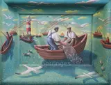 Fishers' overall 16 x 20in by P. J. Crook, acrylic on board, sold Mar 2020