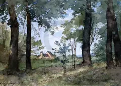 Folio of watercolours and by Henri Harpignies, pencil, sold Mar 2020