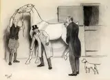 To a good day's hunting, a lot of Dutch courage and at the end of the day, a lamed hunter by Cecil Aldin, pencil and ink, sold Mar 2020