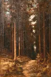 British, A study of a pathway through a forest by David Hewitt, oil on canvas, sold May 2021