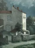French, Continental buildings under moonlight by Raymond Tassoul, oil on canvas, sold May 2021