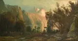 American, A mountainous lake scene believed to be Yosemite by Henry Arthur Elkins, oil on canvas, sold May 2021