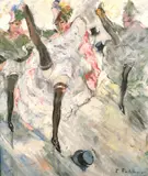 French, A female chorus line performing the Can Can by Fabien Fabiano, oil on canvas, offered May 2021