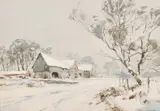 The Farm In Winter by Ashton Cannell, watercolour, sold May 2021