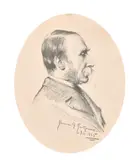 American, A head and shoulders sketch of a gentleman, in profile by Herman Gustave Herkomer, pencil, offered May 2021