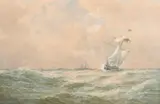 British, 'Shortening Sail for Pilot of Helwick, Bristol Chanel by George Stanfield Walters, watercolor, offered May 2021