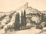 British, A view of St Paul de Vence, France, engraving by Frederick Marriott, engraving, sold May 2021