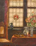 A study of an interior with flowers by a window by Gerard Prevenier, oil on canvas, sold Apr 2021