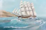 British, A clipper at full sail off a headland by R. Fowler, oil on canvas, offered Apr 2021