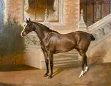 British, A portrait of a horse in front of a country house by John Alfred Wheeler, oil on canvas, sold Apr 2021