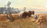 Scottish, Figures harvesting at dusk by George Smith, oil on canvas, sold Apr 2021