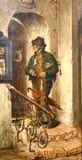 German, A pair of humorous oil on canvas scenes of confused gentleman by Hugo Kotschenreiter, oil on canvas, offered Apr 2021