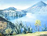 Lake Atitlan by Carlos de Leon Campos, oil on canvas, offered Apr 2021