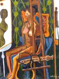 Girl in a Studio by Ray Ambrose, oil on board, offered Apr 2021