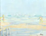 The Surf Bathers by Barbara Haines, oil on board, sold Apr 2021