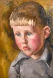 South African, A head and shoulders portrait of a child by Neville Lewis, oil on panel, sold Apr 2021