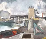 River Scene by Phyllis Bray, oil on canvas, sold Apr 2021
