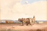British, Figures with a horse and cart in a landscape by Ernest George Beach, watercolour, offered Apr 2021