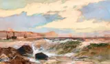 A Breezy Day' a coastal scene at Whitsand Bay, Cornwall by George Henry Jenkins, watercolour, offered Apr 2021