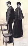 British, A study of a lady and gentleman by John da Costa, watercolour, offered Apr 2021