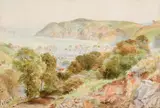 British, A view of Lynton with a coastal landscape beyond by Ebenezer Wake Cook, watercolour, offered Apr 2021