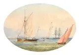 British, A maritime scene with boats on calm waters by Admiral Sir Charles Burrard, watercolour, offered Apr 2021