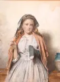 British, A study of a young lady darning a sock by George Goodwin Kilburne, watercolour, sold Apr 2021