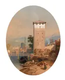 An Italian Village scene by Thomas Miles Richardson II, watercolour, sold Mar 2021