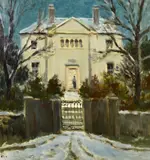 Winter Scene Alfriston by H. E. Lewis, oil on board, sold Mar 2021