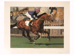 A pair: 'Mill Reef with Geoff Lewis' and 'Brigadier Gerard with Joe Mercer' by Roger Coleman, both LIMITED EDITIONS 14/250 signed in pencil 'Roger Coleman' (lower right) and by jockeys (lower left), sold Nov 2012