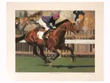A pair: 'Mill Reef with Geoff Lewis' and 'Brigadier Gerard with Joe Mercer' by Roger Coleman, both LIMITED EDITIONS 14/250 signed in pencil 'Roger Coleman' (lower right) and by jockeys (lower left), sold Nov 2012