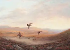 Grouse in the Mist by Ian MacGillivray, oil on canvas, offered Nov 2012